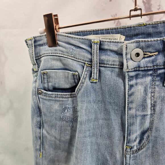 Anthropologie Jeans Womens 26 Skinny High Rise Light Wash Pilcro Distressed - Picture 2 of 12